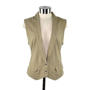Ethos Paris Organic Cotton Lightweight Button-Up Vest Women's Size S Beige